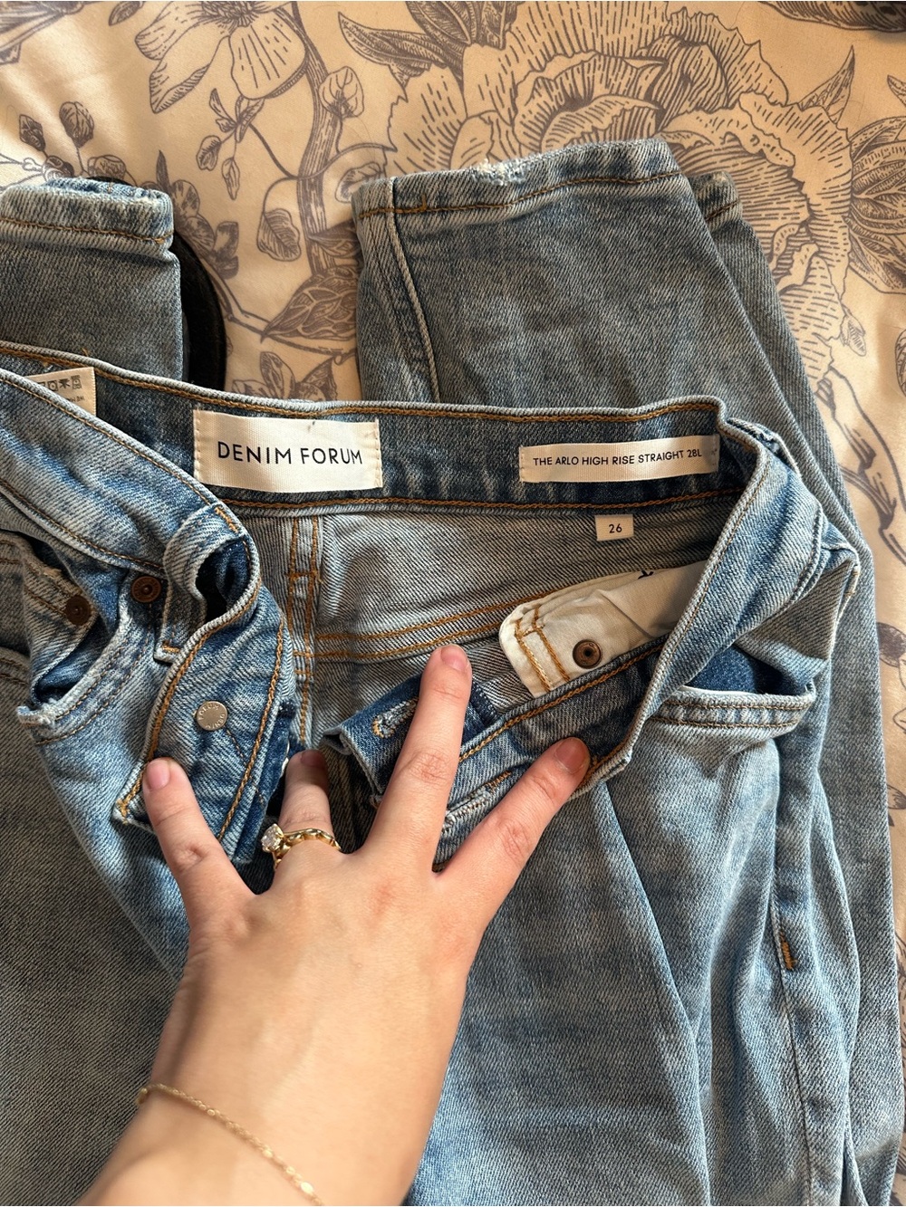 Denim Forum High-Rise Straight Jeans - Light Blue Wash
